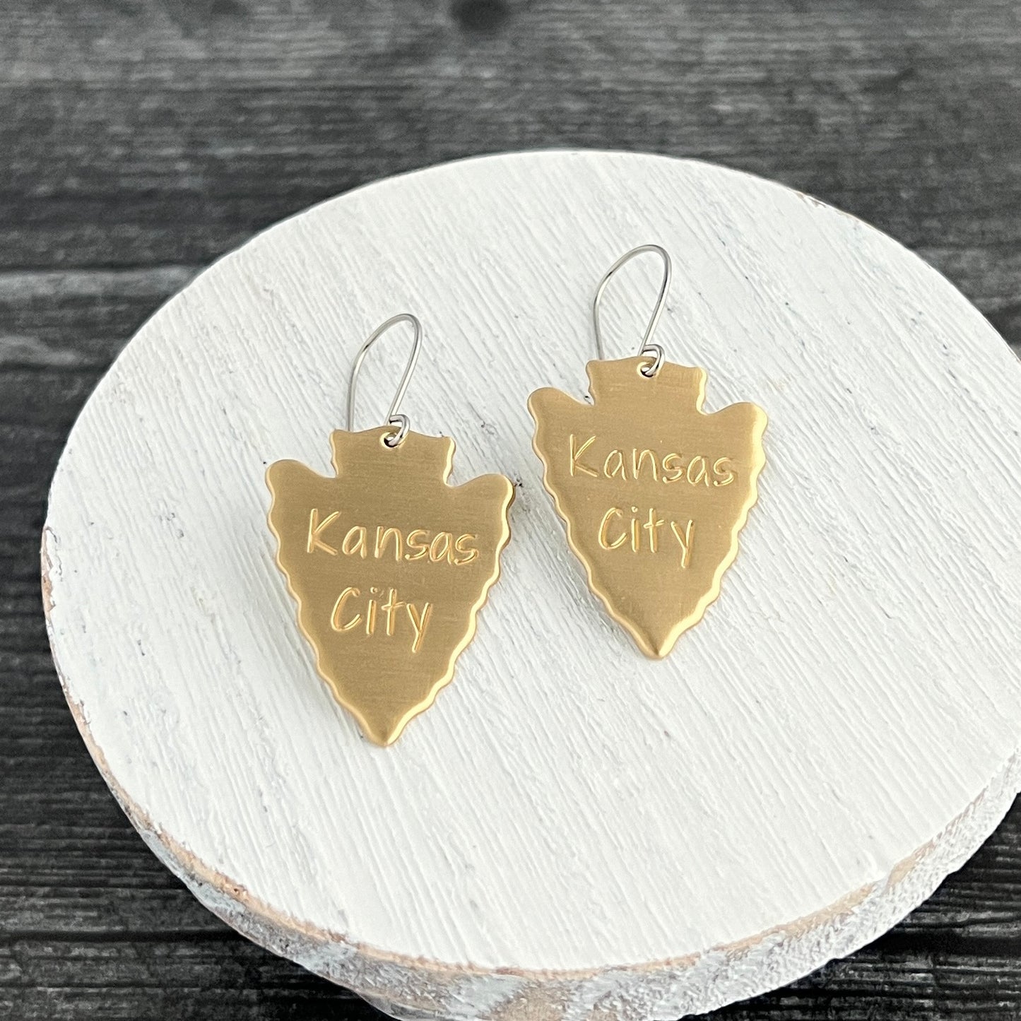 Hand Stamped Arrowhead Earrings- Small