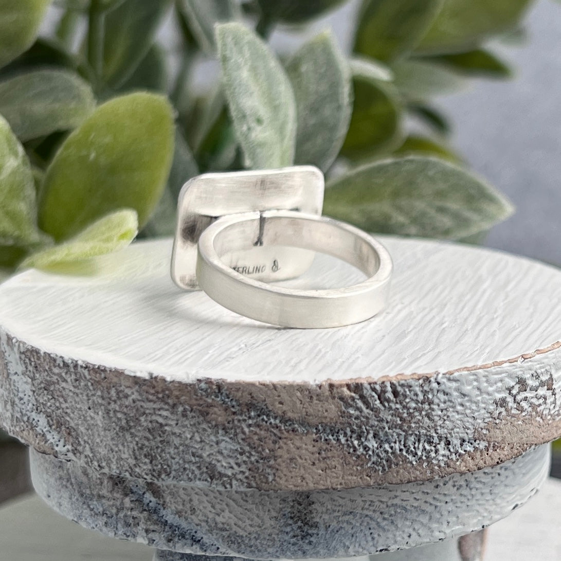Hand Stamped Mountain Scene Ring