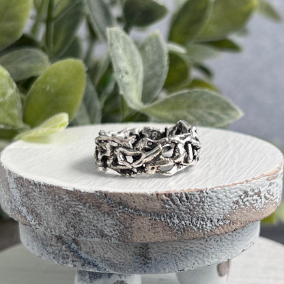 Sterling Silver Melted Scrap Band Ring