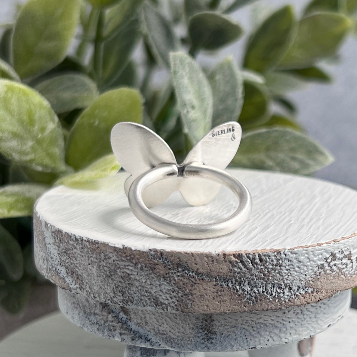 Sterling Silver Hand Stamped Butterfly Ring