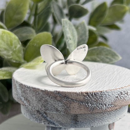 Sterling Silver Hand Stamped Butterfly Ring