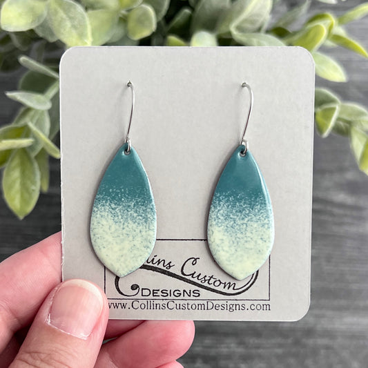 Pointed Teardrop Enamel Earrings with Multicolor Gradient