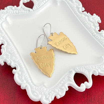 Hand Stamped Arrowhead Earrings- Small