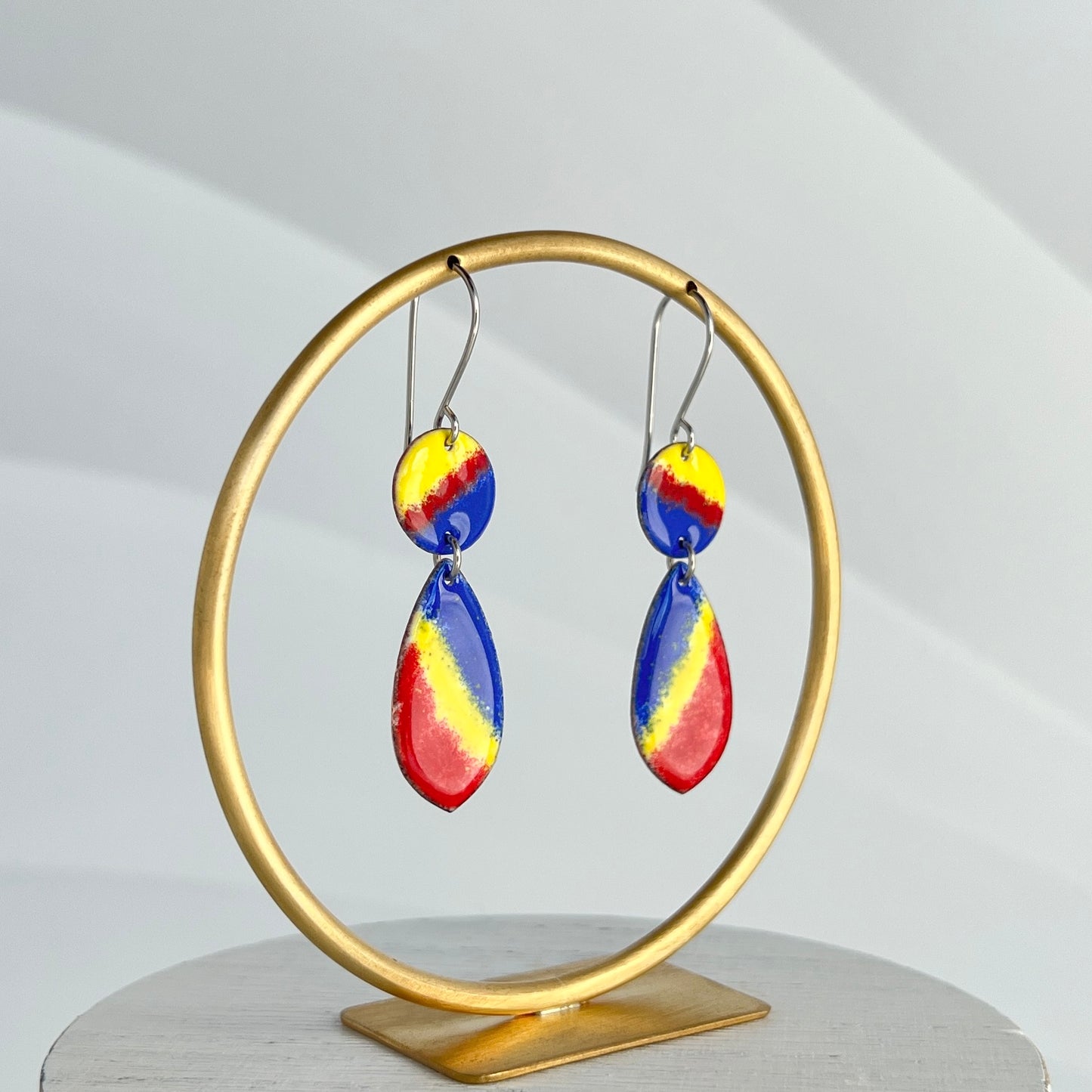 Double Drop Enamel Earrings- KU Inspired