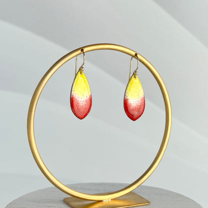 Red and Yellow Enamel Drop Earrings
