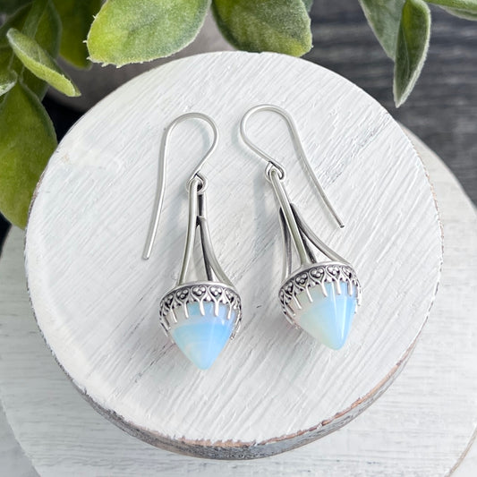Decorative Drop Earrings with Cone Stones