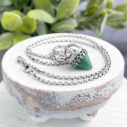Decorative Drop Necklace with Cone Stone