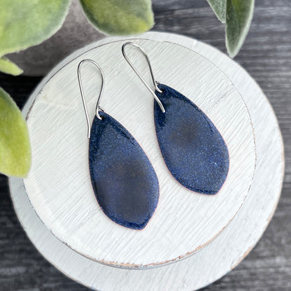 Enamel Earrings with Hand Painted Flowers