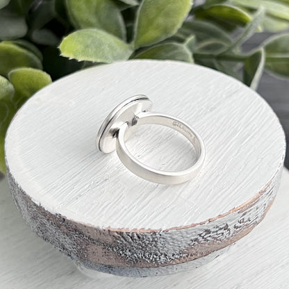 Sterling Silver Saddle Set Teardrop Fordite Ring