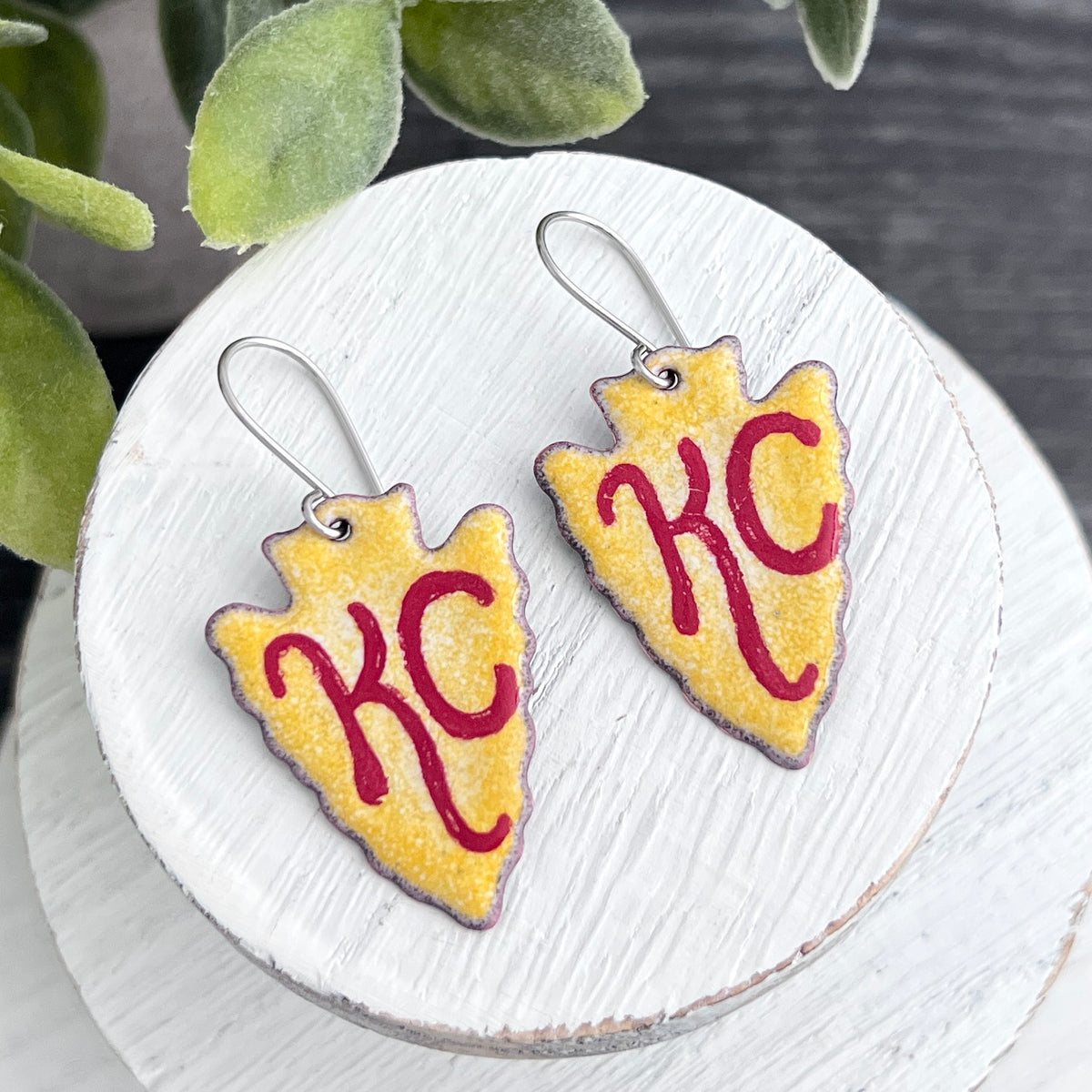 Enamel Arrowhead Earrings- Small