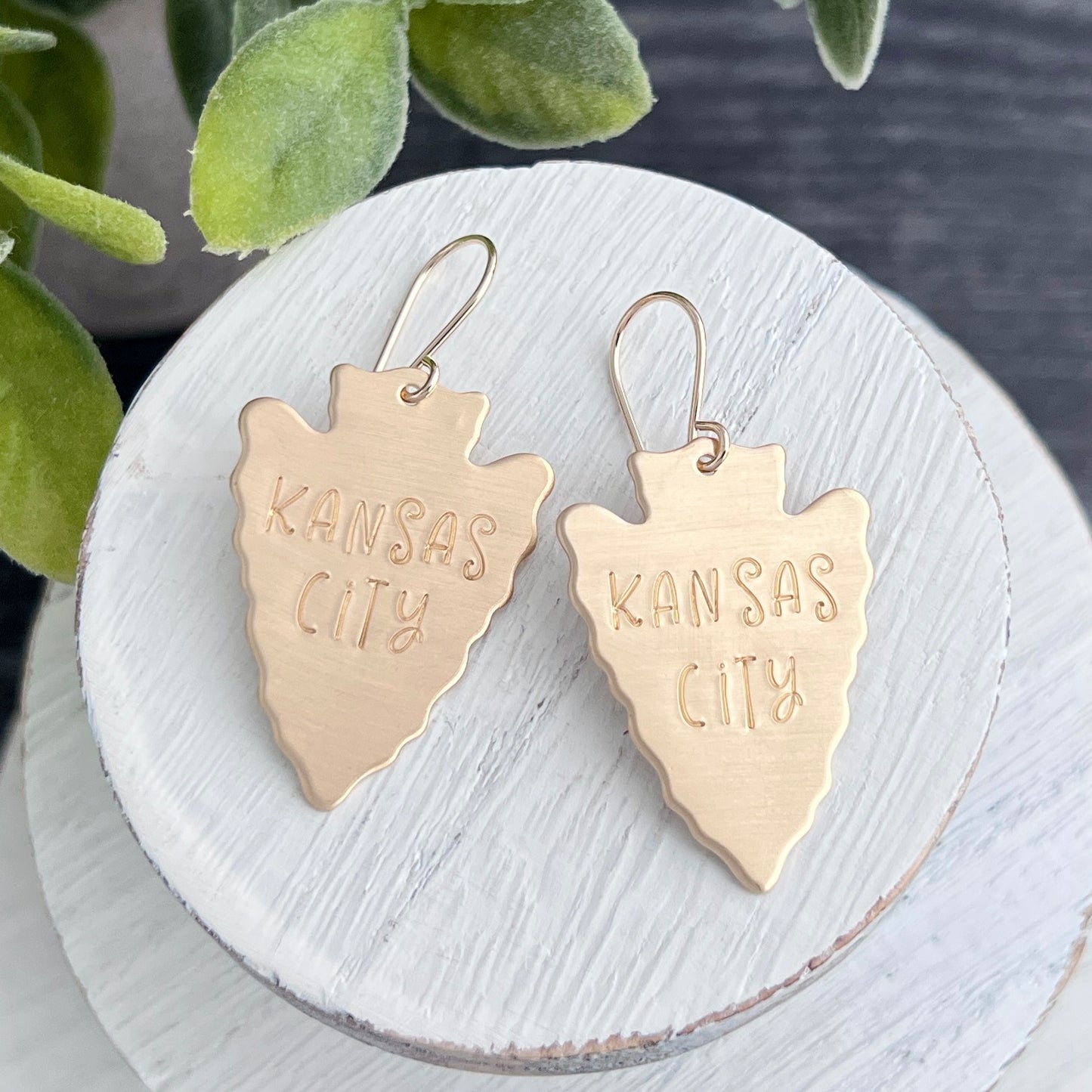 Hand Stamped Arrowhead Earrings- Small