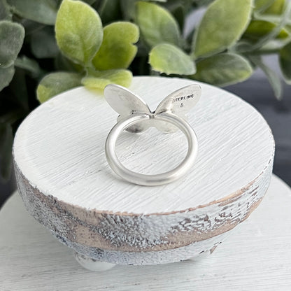 Sterling Silver Hand Stamped Butterfly Ring