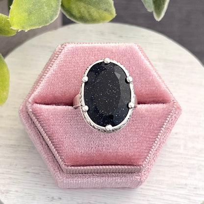 Sterling Silver Blue Goldstone Ring