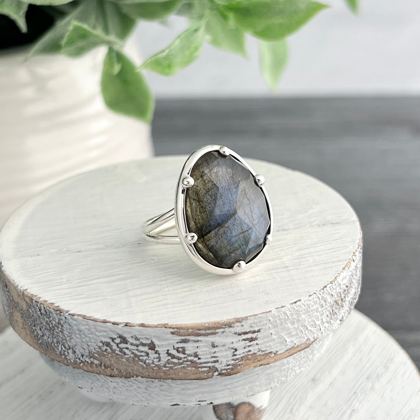 Large Labradorite Sterling Silver Ring