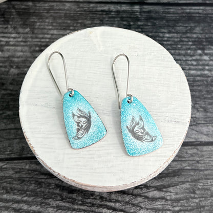 Enamel Earrings with Butterflies