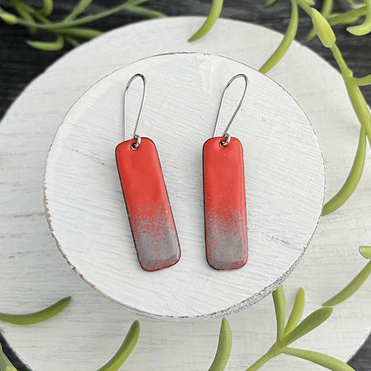 Two-tone Enamel Bar Earrings