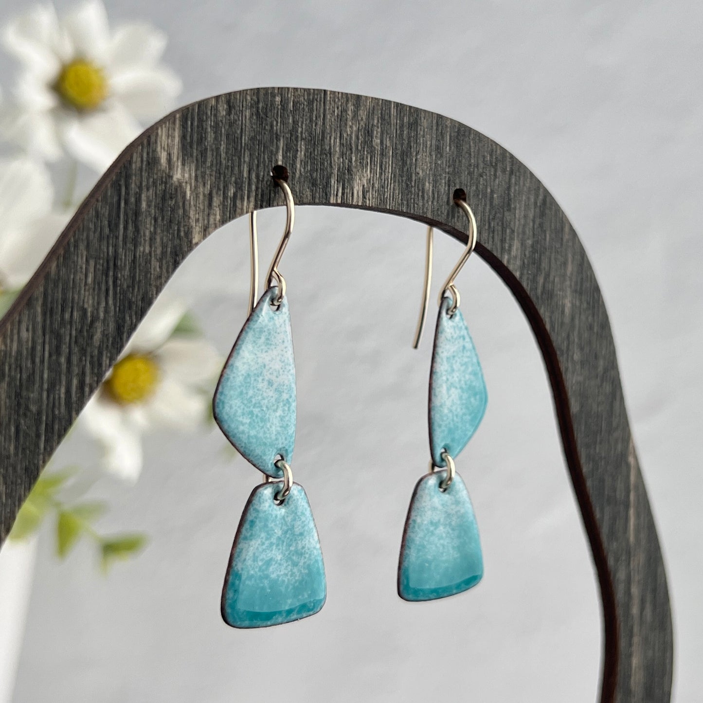 Double Drop Mixed Shape Enamel Earrings