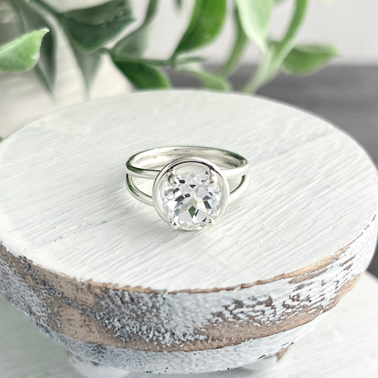 Sterling Silver White Topaz Ring