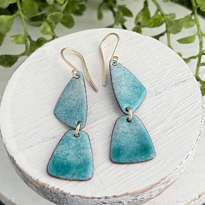 Double Drop Mixed Shape Enamel Earrings