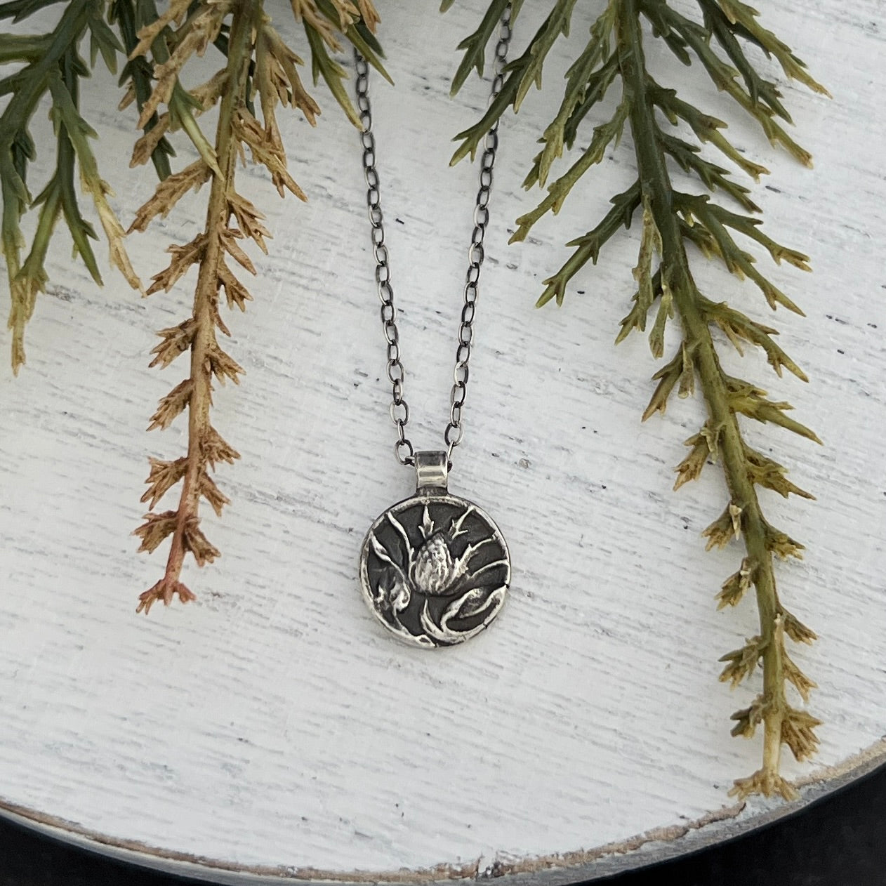 Petite Sterling Silver Round Flower Pendants