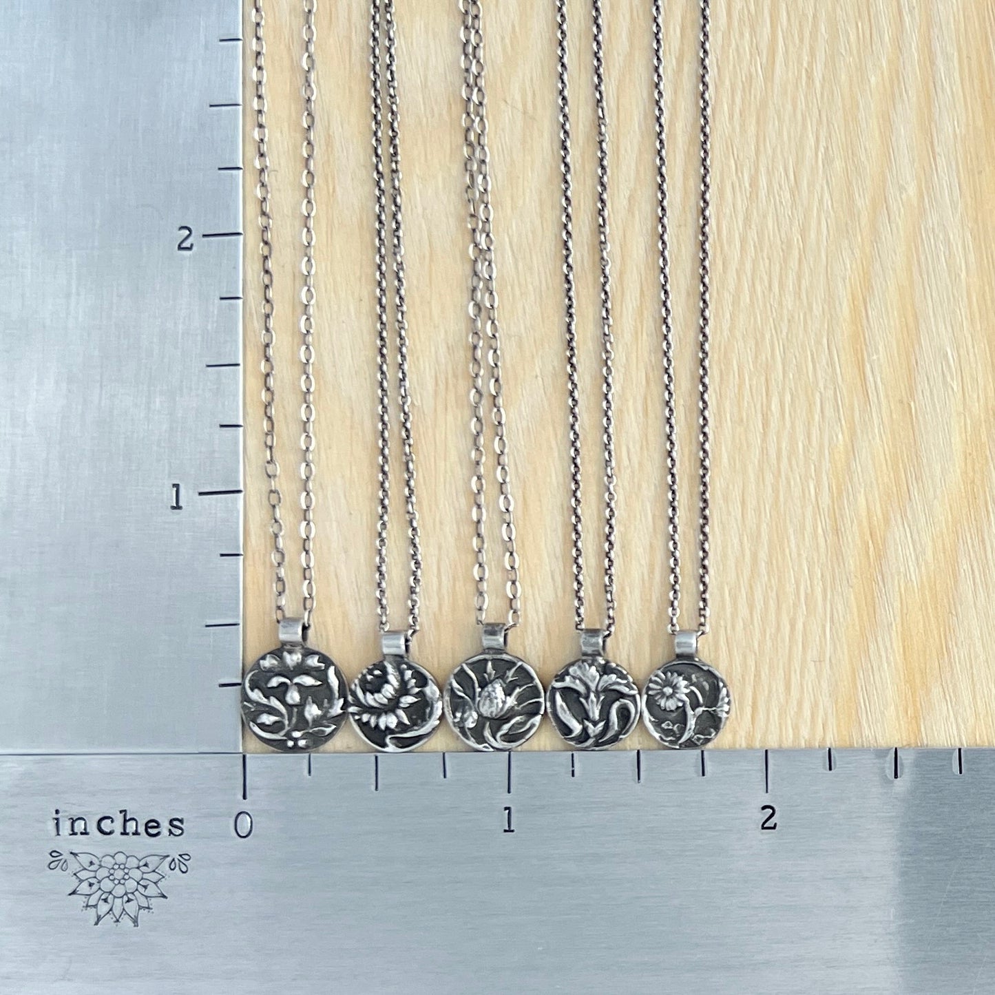 Petite Sterling Silver Round Flower Pendants