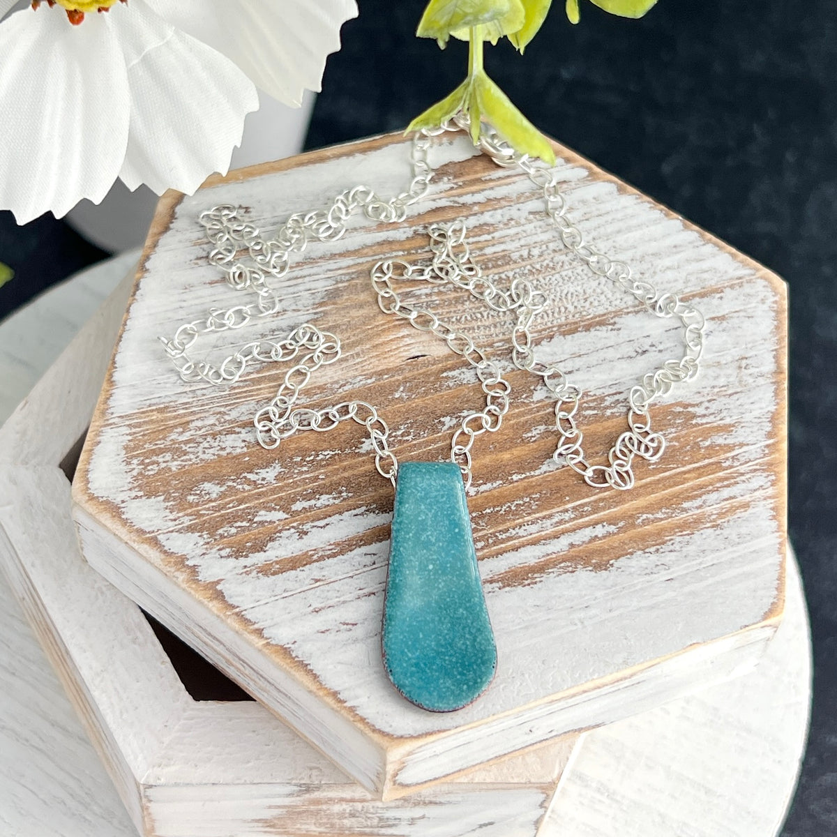 Simple Oblong Enamel Slide Necklace