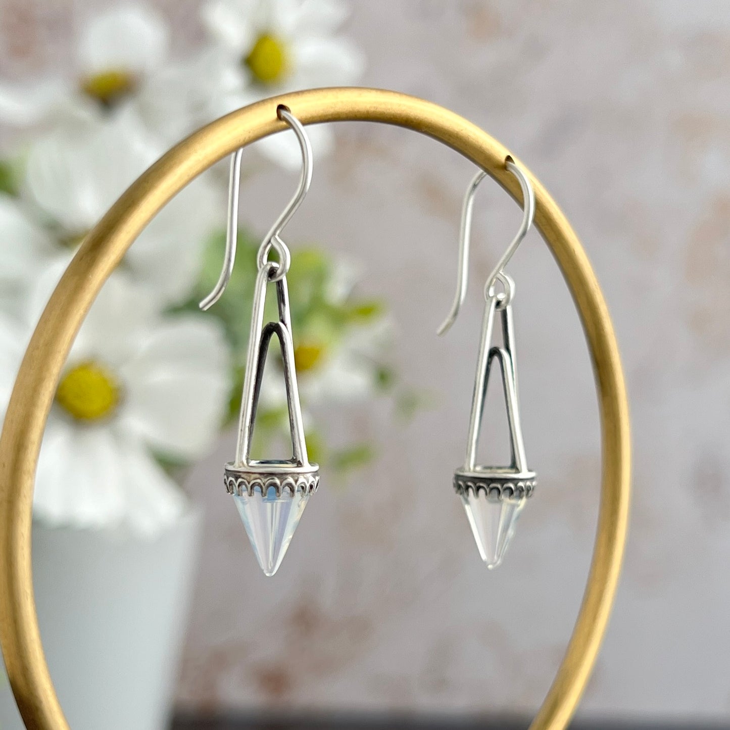 Decorative Drop Earrings with Cone Stones