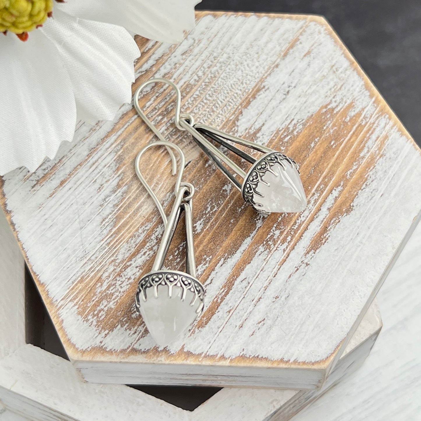 Decorative Drop Earrings with Cone Stones