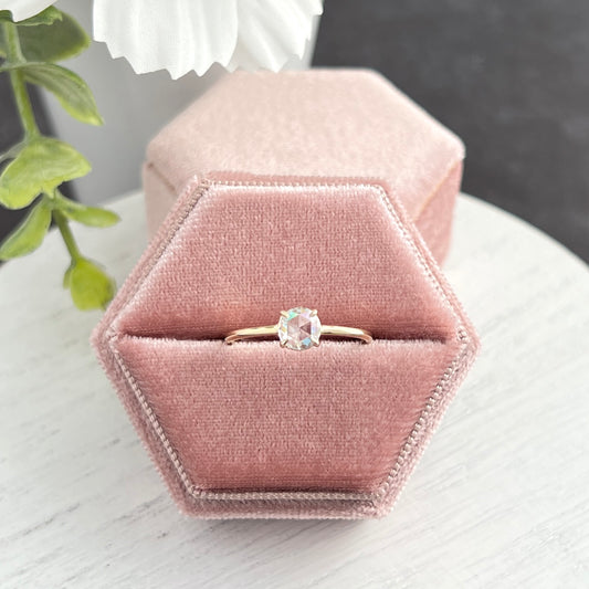 Gold Solitaire Ring with Rose-Cut Moissanite