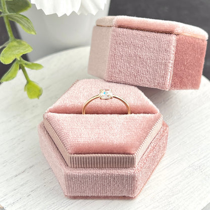 Gold Solitaire Ring with Rose-Cut Moissanite