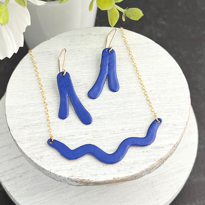 Abstract Enamel Flared Drop Earrings