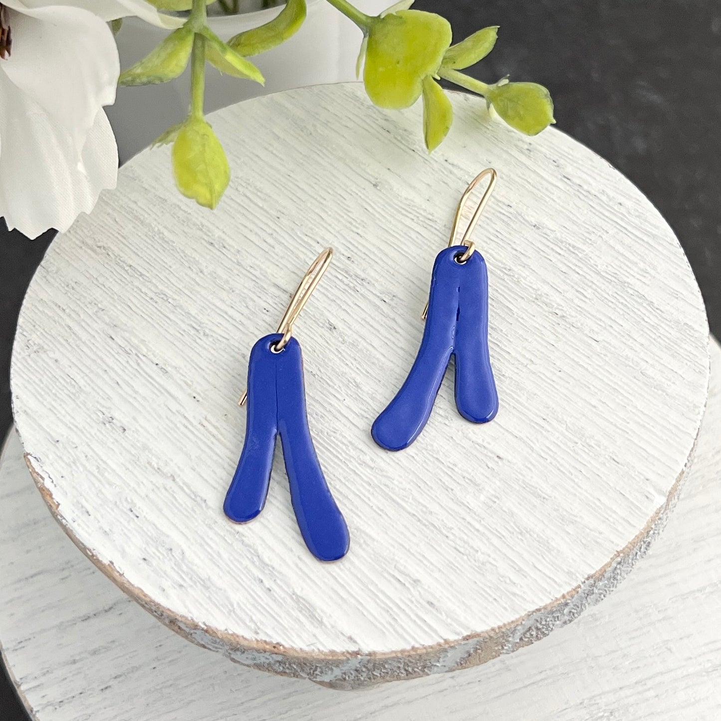 Abstract Enamel Flared Drop Earrings