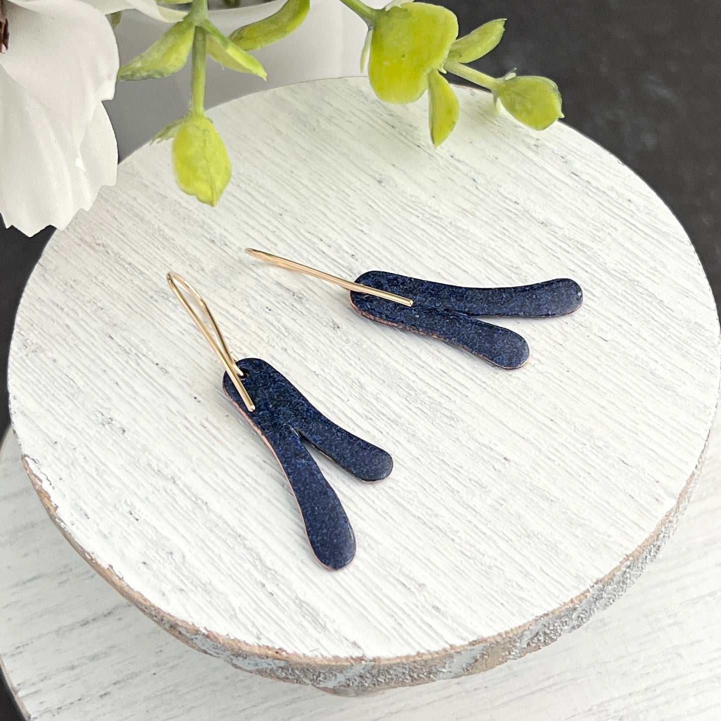 Abstract Enamel Flared Drop Earrings