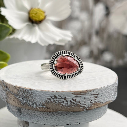 Sterling Silver Rose-Cut Mozambique Garnet Ring