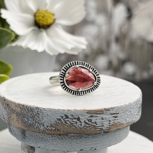 Sterling Silver Rose-Cut Mozambique Garnet Ring
