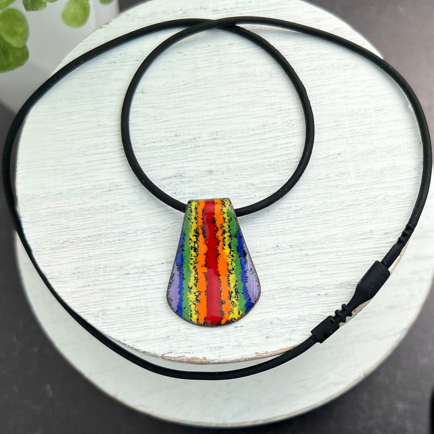 Rainbow Enamel Slide Necklace