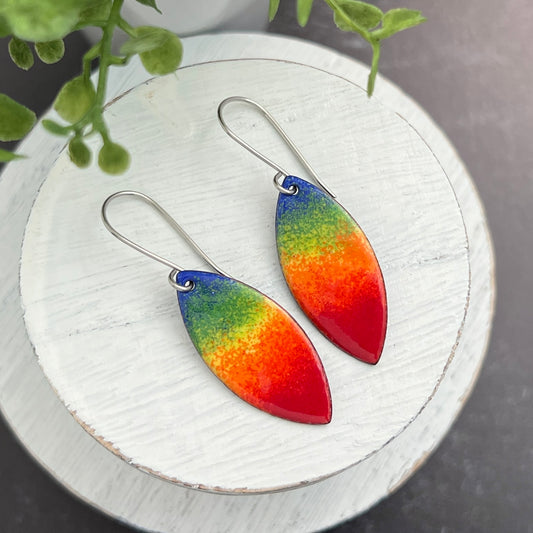 Marquise Rainbow Enamel Earrings
