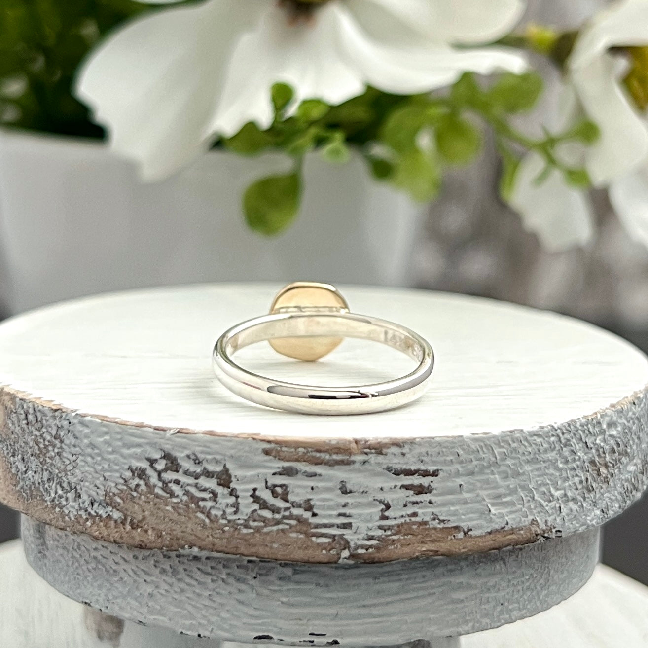 Sterling Silver and Gold Petite Diamond Ring