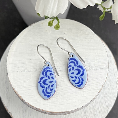 Partial Mandala Enamel Drop Earrings