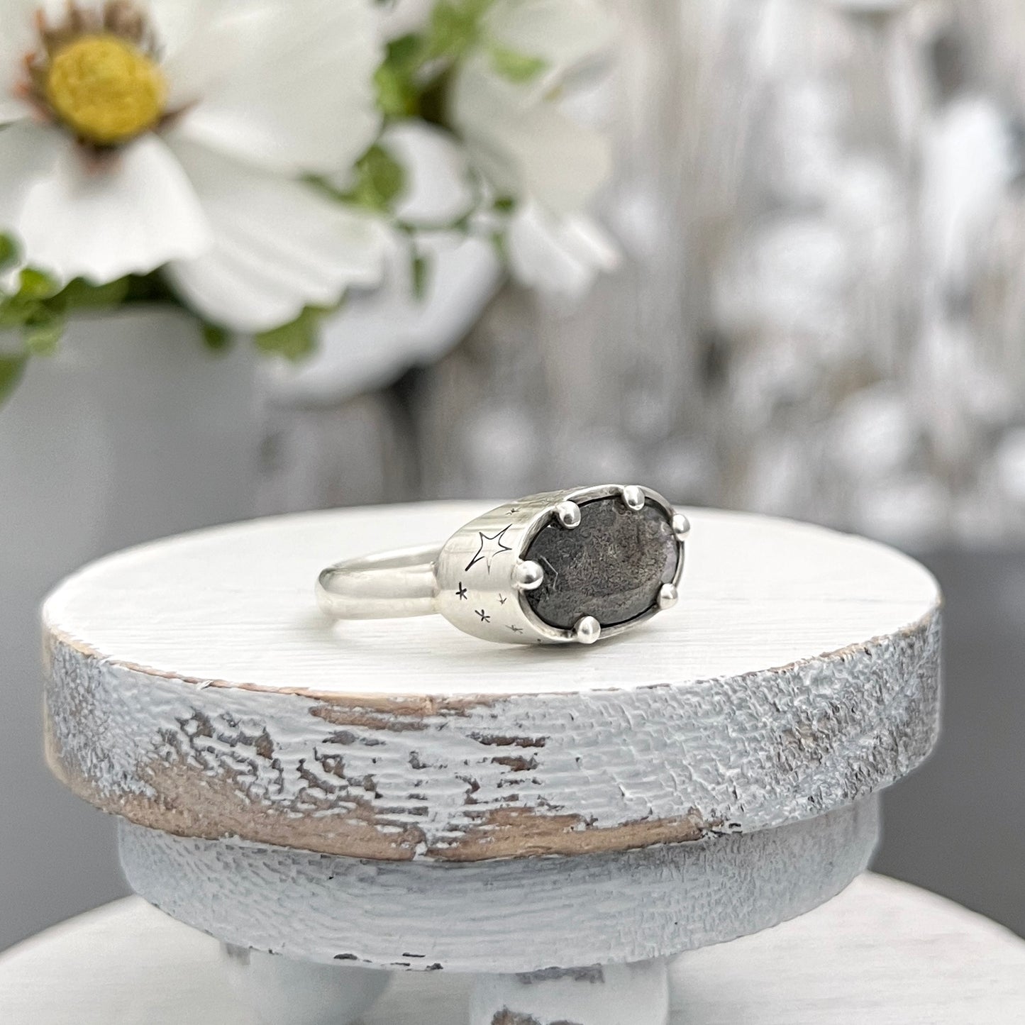 Sterling Silver Labradorite Galaxy Ring