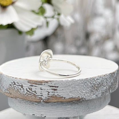 Sterling Silver Cushion Rose-Cut Moissanite Ring