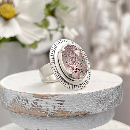 Sterling Silver Oval Lepidocrocite Statement Ring