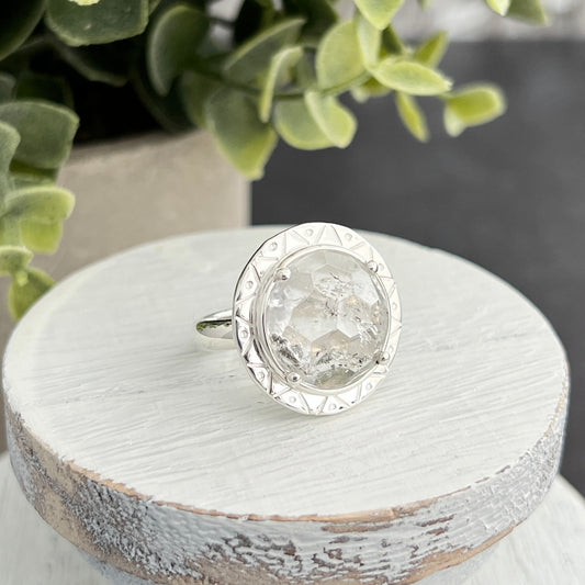 Sterling Silver Round Herkimer Diamond Ring