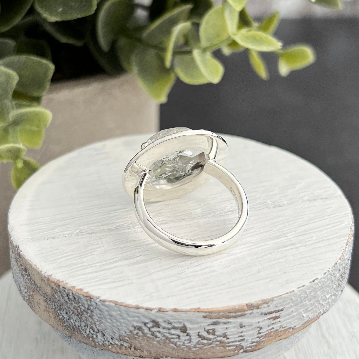 Sterling Silver Round Herkimer Diamond Ring