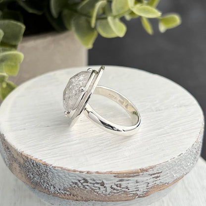Sterling Silver Round Herkimer Diamond Ring