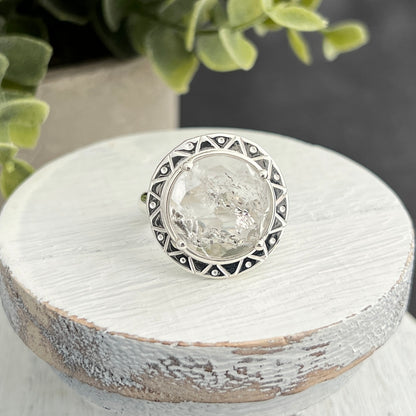 Sterling Silver Round Herkimer Diamond Ring