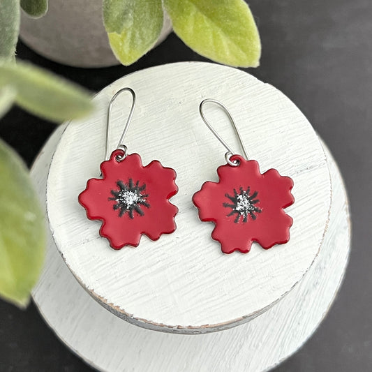Enamel Poppy Earrings