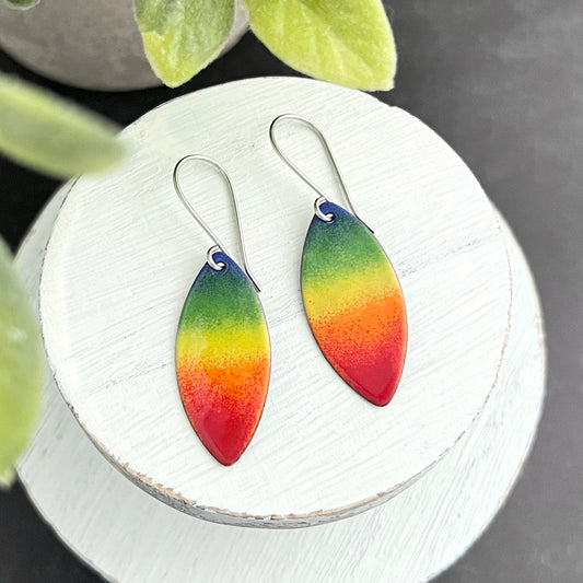 Marquise Rainbow Enamel Earrings