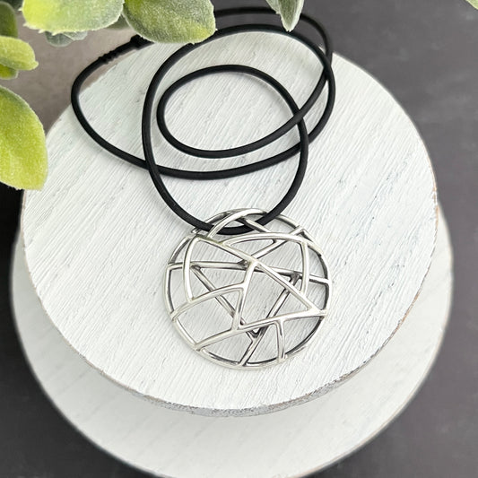 Large Round Sterling Silver "Cosmic Chaos" Necklace