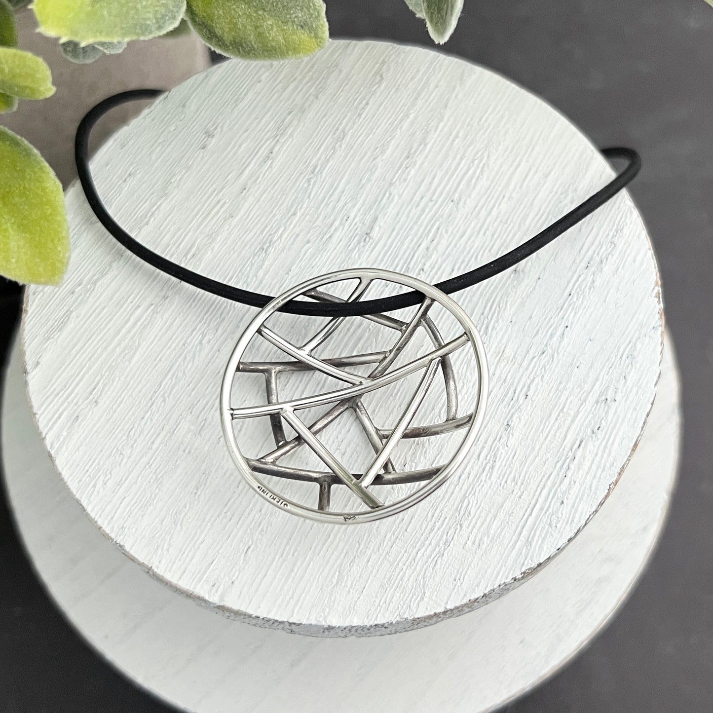 Large Round Sterling Silver "Cosmic Chaos" Necklace